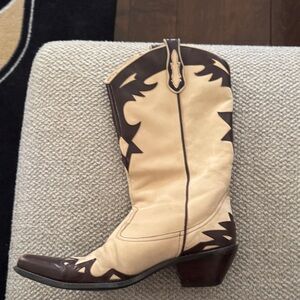 Coldwater Creek Cream and Brown Heeled Boots